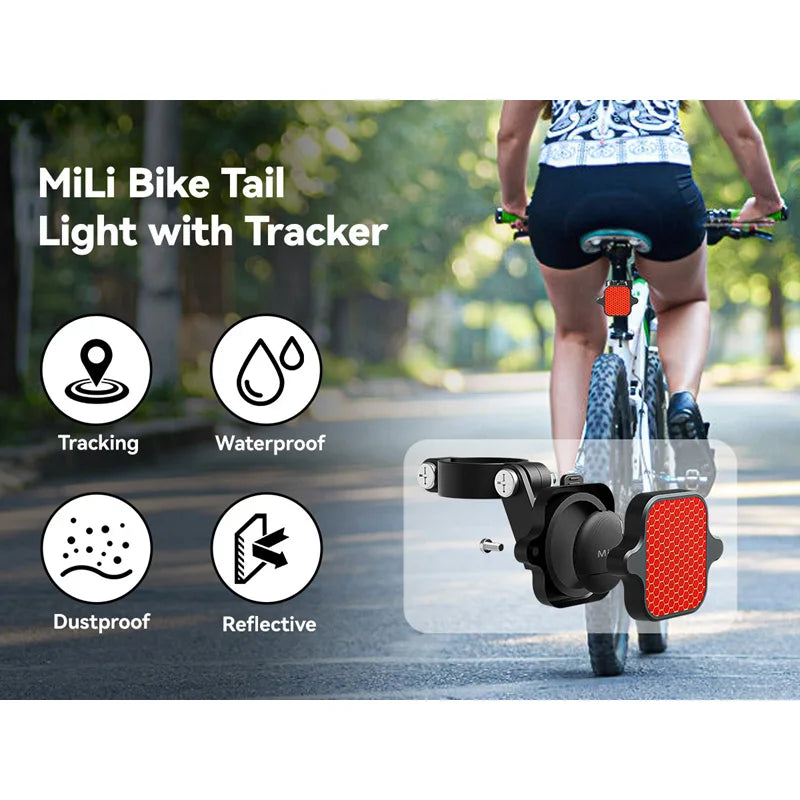 Bicycle Airtag Tracker Reflective Bracket Road Bike Hidden Locator Anti-theft Anti-lost Multi-function Bracket Warning Light