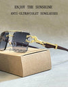 Square Sunglasses For Men New Luxury Vintage Designer Rimless Trendy Fashion Glasses Gafas De Sol Hombre