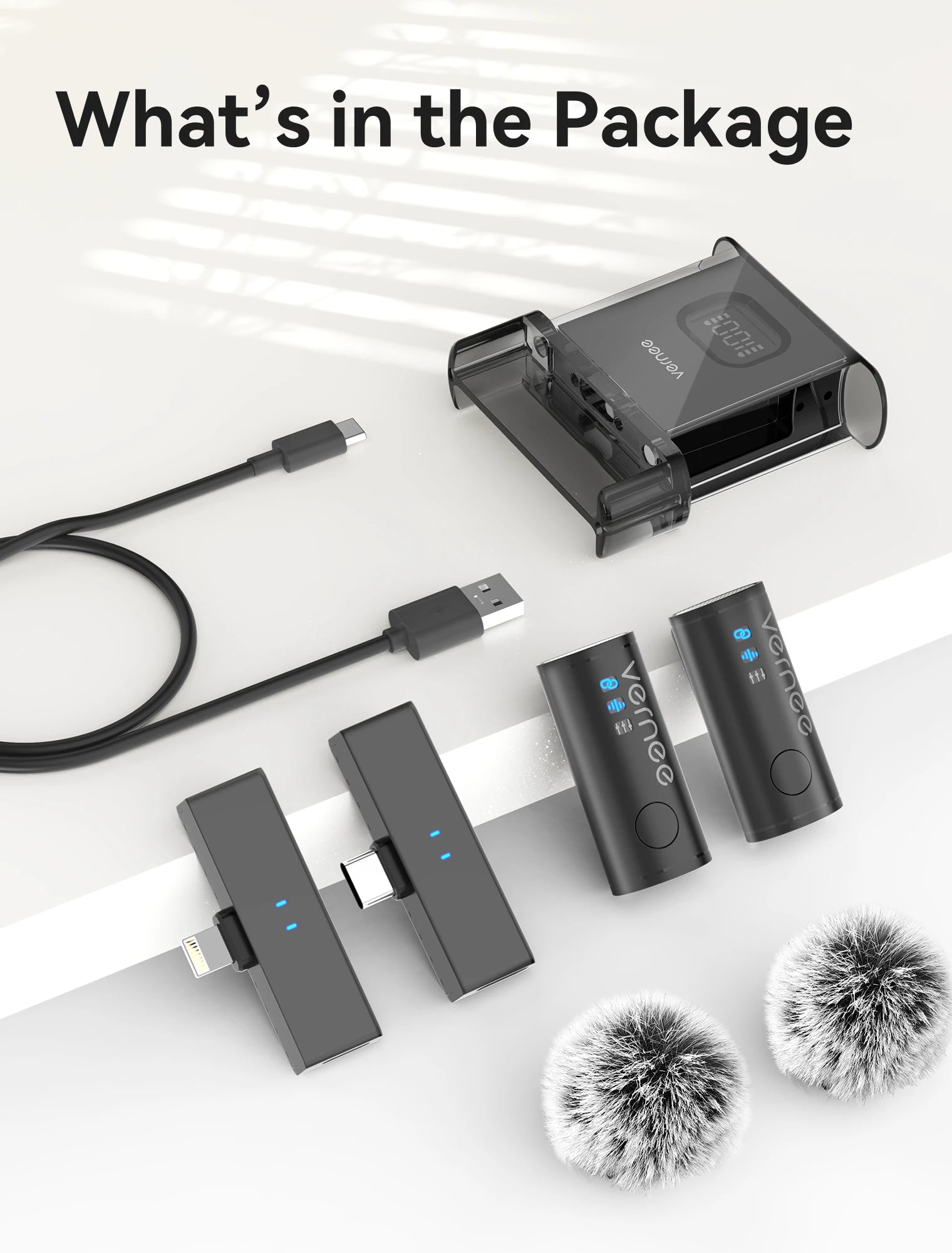 V10 Wireless Lavalier Microphone 60M Noise Cancellation Vlog Short Video Recording Mini Mic for iPhone/Android