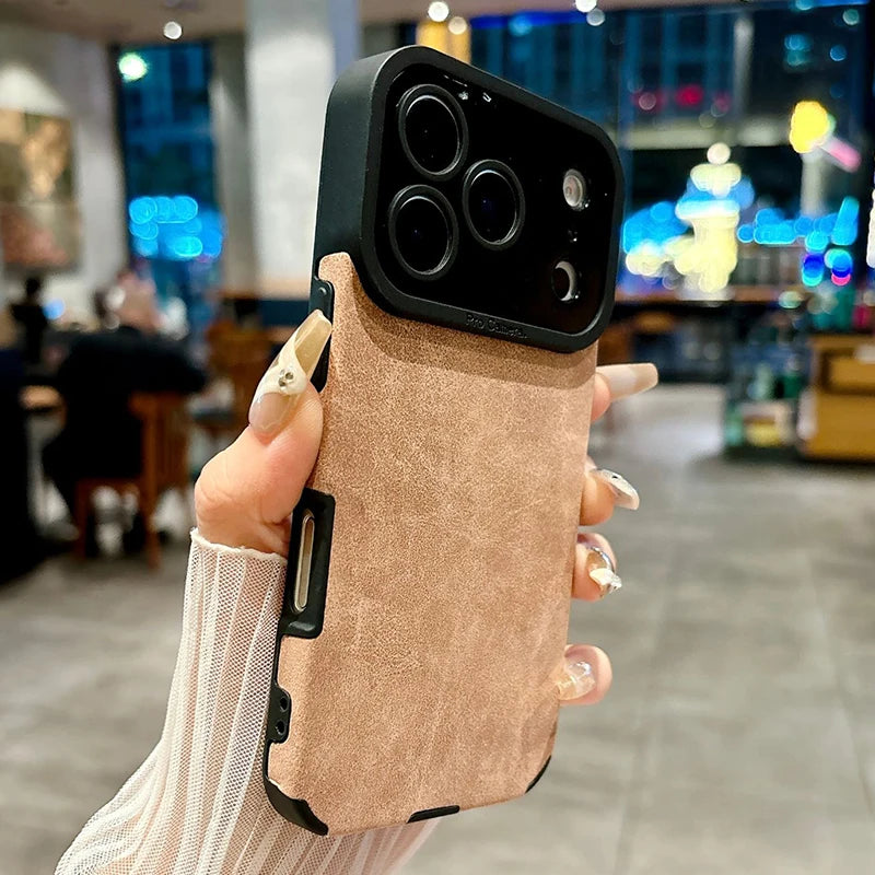 Luxury Leather Lambskin Shockproof Phone Case For iPhone 17 16 Pro Max 17Air 15 14 Plus Matte Cover