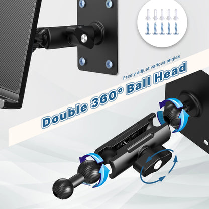 Tablet Wall Mount Holder for iPad Tablet Adjustable Stand Mount with Double 360° Ball Head