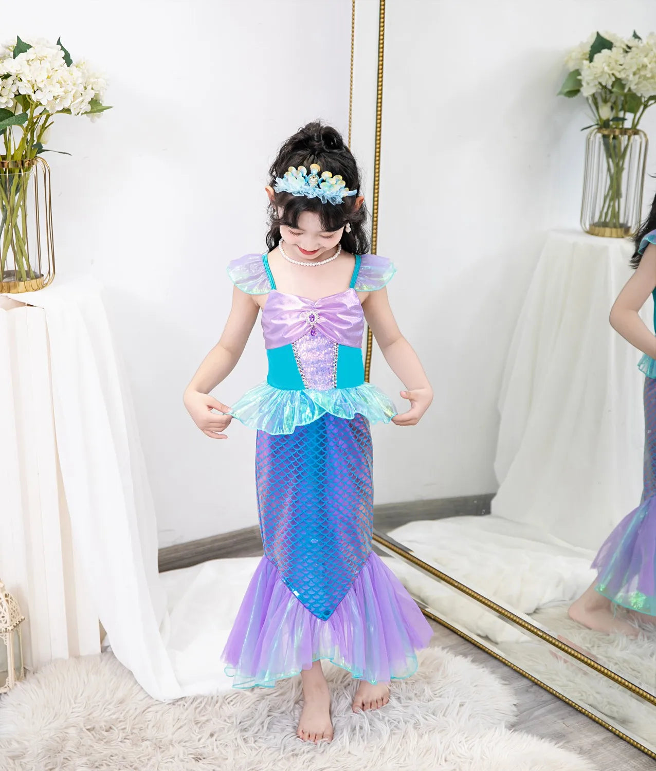 New Girl Dresses Princess Costume Kids Mermaid Cosplay Costume Kids Carnival Birthday Party Prom Costume Party Dresses For girls