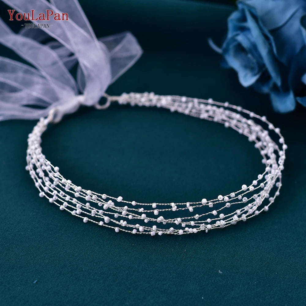 Bride Pearls Handmade Beaded Headwear Elegant Bridal Hair Vine Wedding Hair Accessories