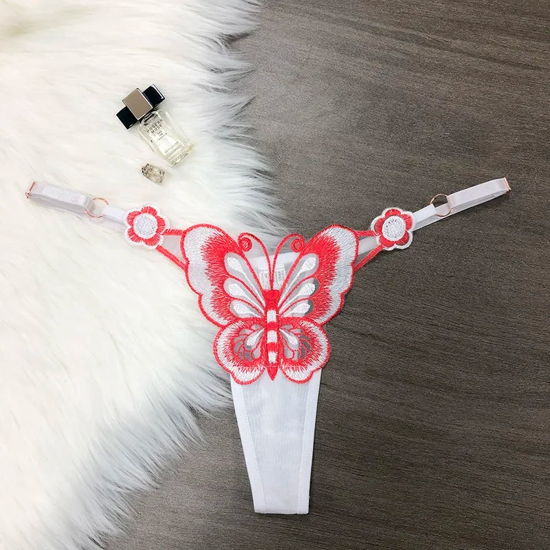 Customized Letters Butterfly Women G String Underwear Thongs Ladies Lace Briefs Transparent