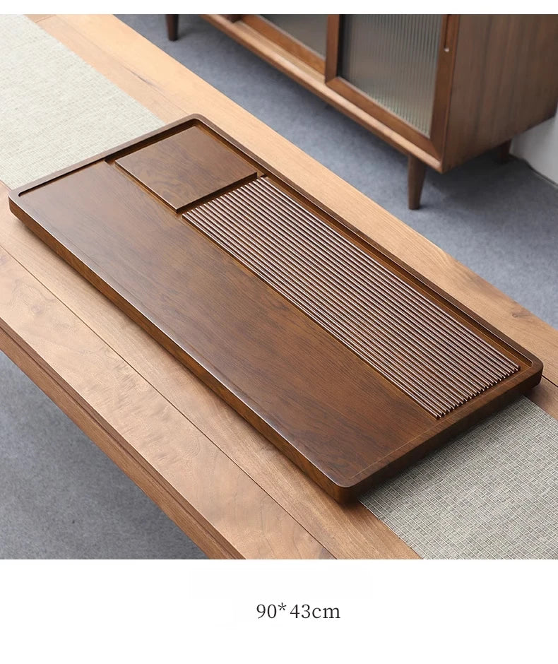 Tea Tray Household Solid Wood Tea Brewing Table Light Luxury High-End Tea Tray Kung Fu Tea Set Office Desk Wooden Tray