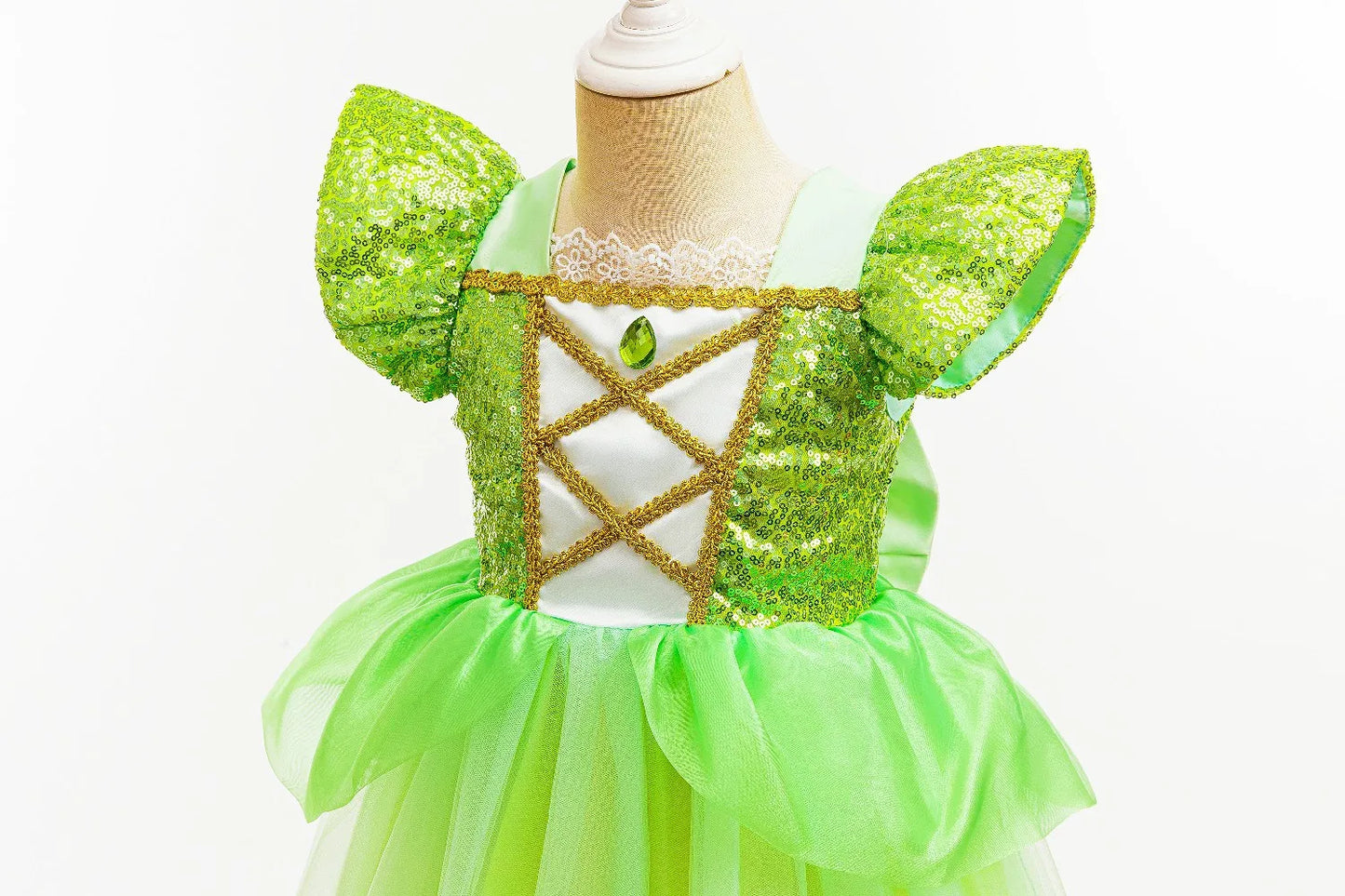 Fairy Green Sparkle Tulle Princess Dress with Bow