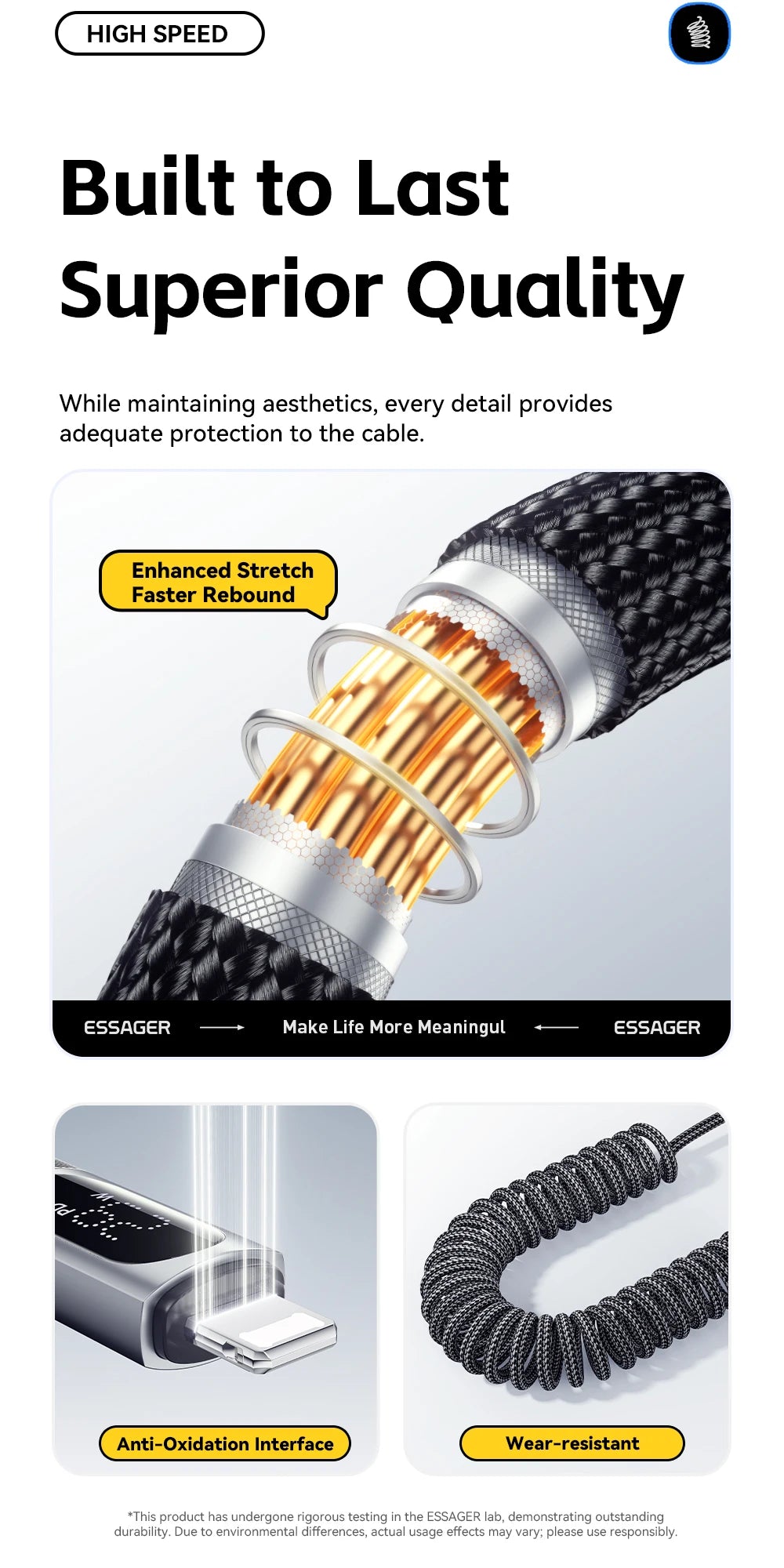 Car Spring USB-C to Lightning Fast Charging Cable with Digital Display