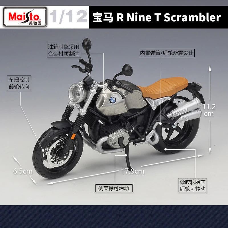 1 12 Scale BMW R Nine T Scrambler Diecast Motorcycle Model
