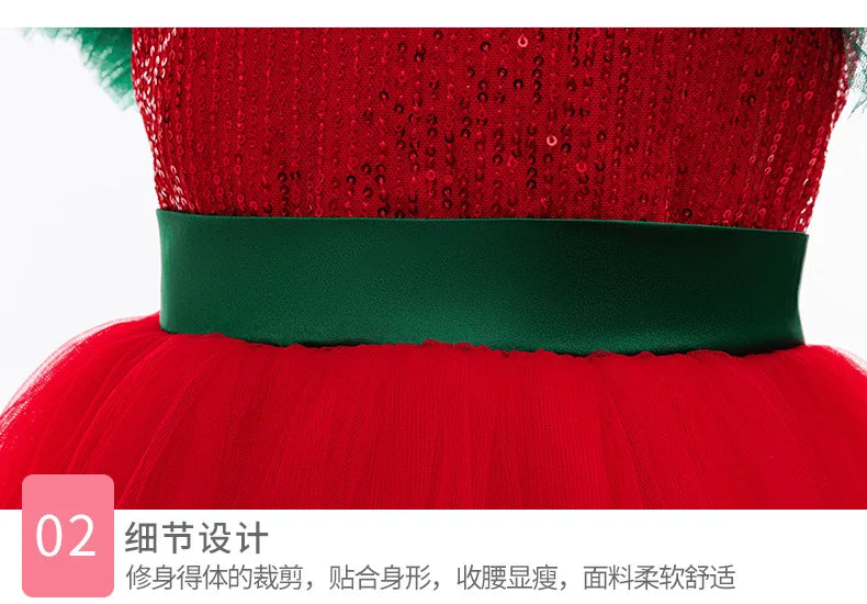 New Color Block Princess Dress - Preteen Lace Paneled Tutu for Christmas Performances | Girls Party Gown