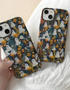 Cute Cartoon Embroidery Effect Ghost Flower Phone Case For iPhone 16 15 Pro Max Plus Double-deck Cover Protection Funda