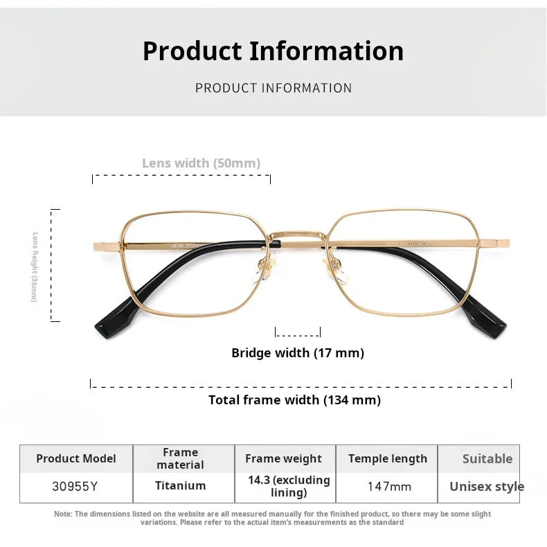 Small Square Lightweight Titanium Eyeglasses Frames