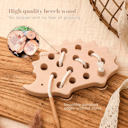 Wooden Montessori Toy For Babies Threading Puzzle Game Baby Room Decoration Early Education Wooden Toys Sensory Touch Shape Toys