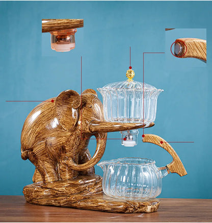 Heat-resistant Glass Teapot With Base Creative Tea Set Elephant Shape Automatic Tea Set Pu'er Oolong Teapot And Cup Set