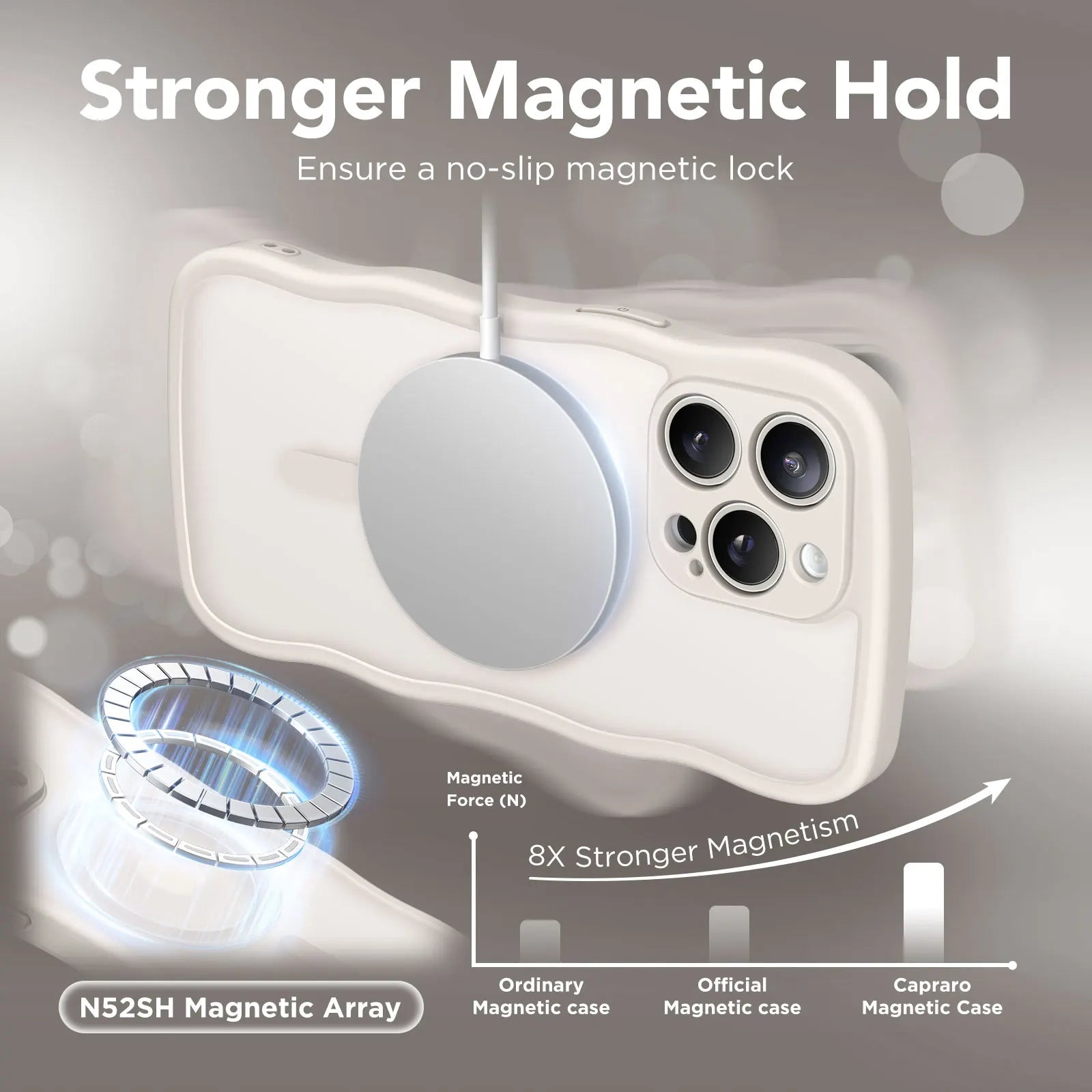 For iPhone 15 Pro Max Case Curly Wave Frame Shape Design Camera Protection Drop Shockproof Compatible with MagSafe Phone Case