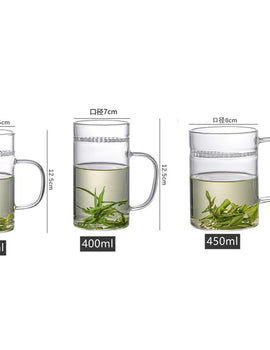 300/400/450ml Heat-resistant Glass Green Tea Mug With Crescent Filter Cup Household Flower Puer Tea Maker Teacup