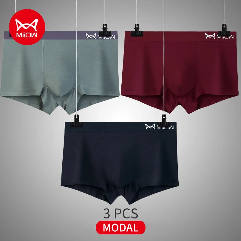 3-Pack Men’s Modal Graphene Boxer Shorts – Antibacterial Crotch, Comfortable Fit