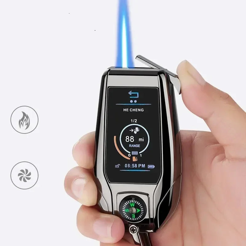 Keychain Windproof Lighter Cool Car Key Model Black Technology Multifunctional Igniter Gift Boyfriend A Trendy Look