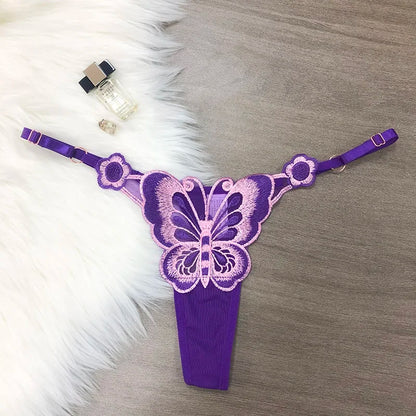 Customized Letters Butterfly Women G String Underwear Thongs Ladies Lace Briefs Transparent