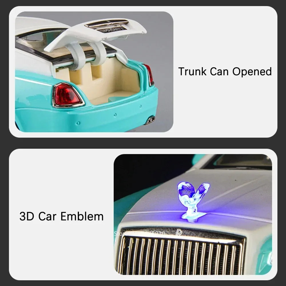 1:32 Scale Rolls-Royce Phantom 6x6 Wraith Car Model Toy Diecast Metal Alloy Off-Road Vehicle Models Sound Light Gifts