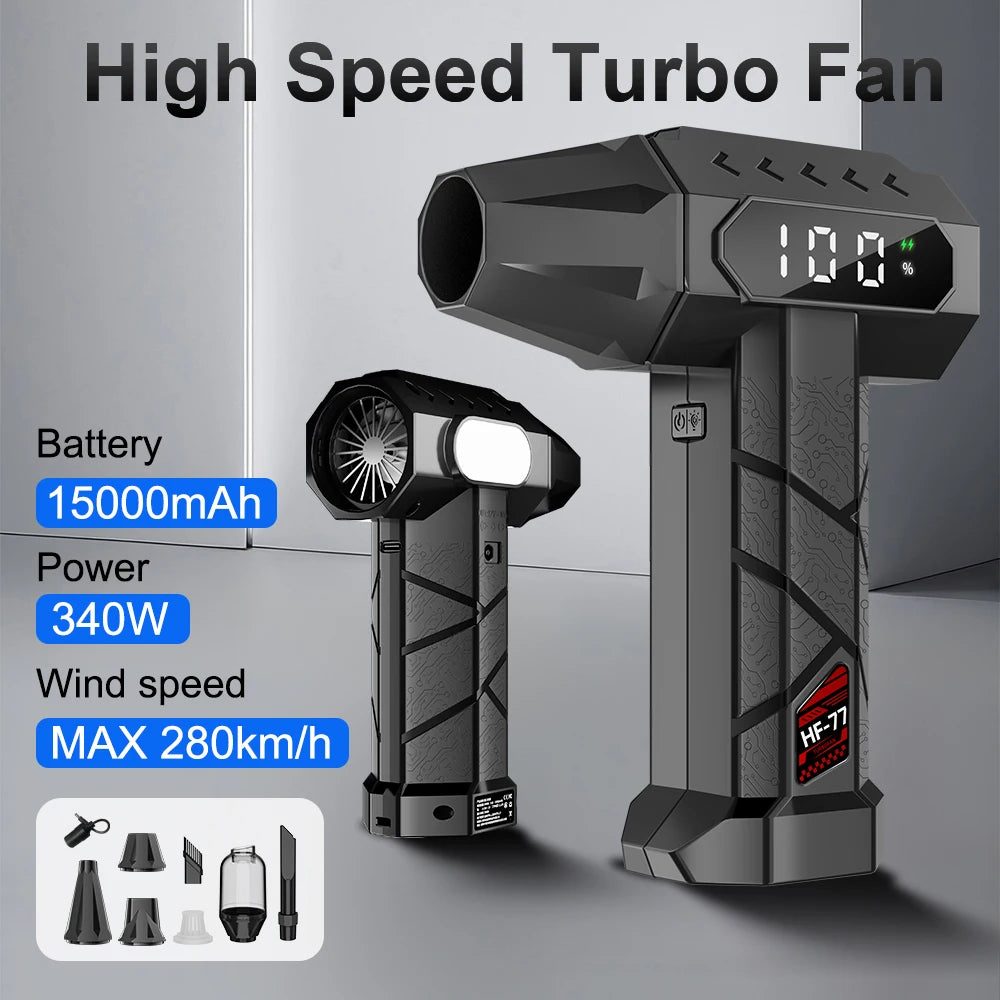 1,200,000 RPM Turbo Jet Fan, 340W Cordless Vacuum Cleaner, 760g Air Pressure, High-Speed Brushless Motor Driven, LED Lighting