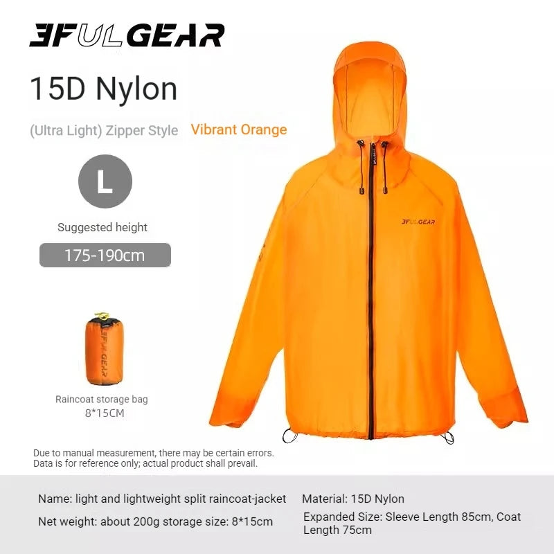 Lightweight Waterproof Hiking Rain Jacket and Pants Set with Hood