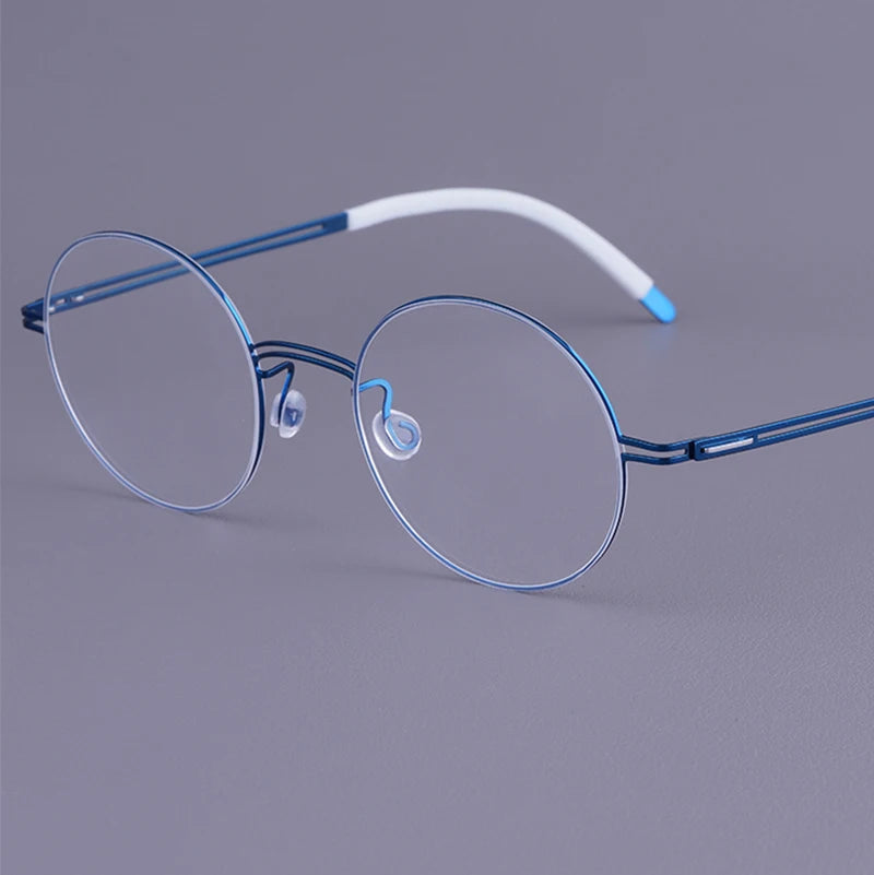 Round Screwless Pure Titanium Eyeglasses Frame