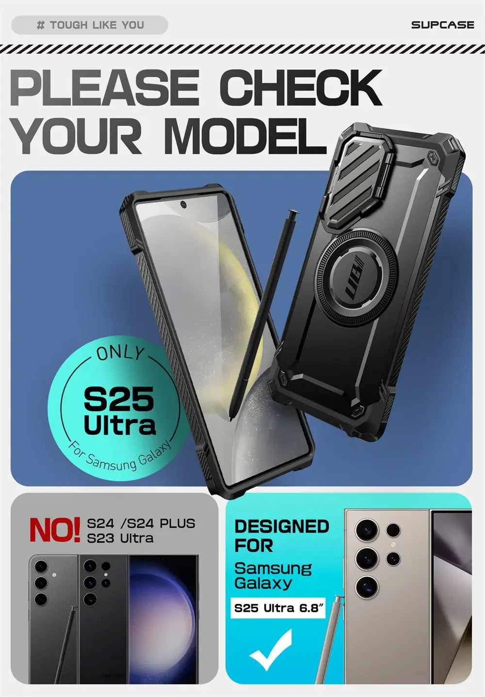 For Samsung Galaxy S25 Ultra Case UB Mag XT Heavy Duty Rugged Strong  Phone Case with Camera Cover Kickstand