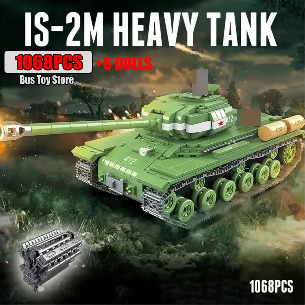 Soviet Military Series IS-2M Tank KV-2 Heavy Tank Truck WW2 Tank Building Blocks Bricks Model Set Toys for s Gifts Technical
