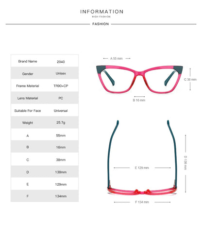 HONGMEI Prescription glasses for women lunette reading glasses blue light blocking women's eyepieces blue filter 2040