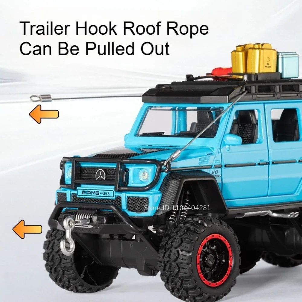1:24 G63 G550 Diecast Alloy Miniature Model Toys Cars Sound Light Pull Back Doors Opened Off-road Vehicles Boys Birthday Present