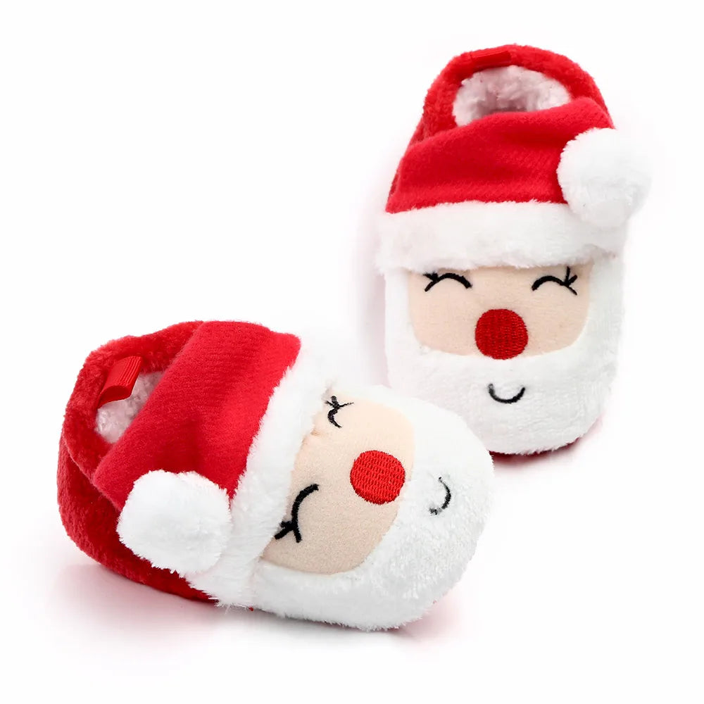 Shoes for Winter Christmas  Shoes Cute Santa for Boys and Girls 11CM/12CM/13CM 0-12 Months Warm Lining Inside Soft