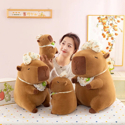 Kawaii Capybara Plush Toy 55 cm Bow Apron Stuffed Doll