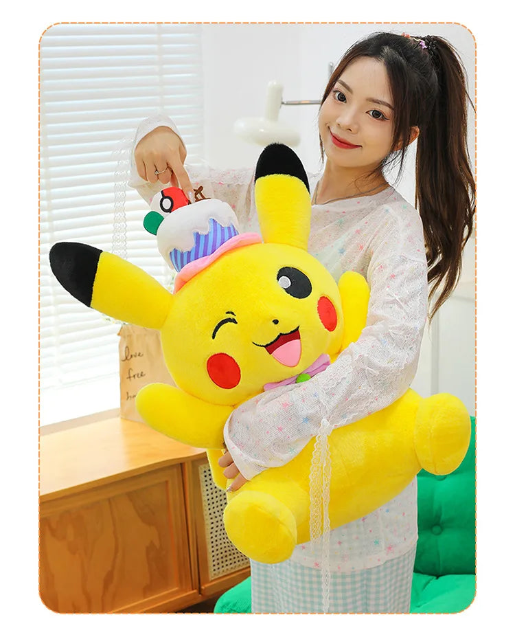 60cm Pokemon Kawaii Pikachu Plush Toy Anime Stuffed Doll Large Pillow Kids Birthday Xmas Gift Pokemon Cake Plushie Arcade