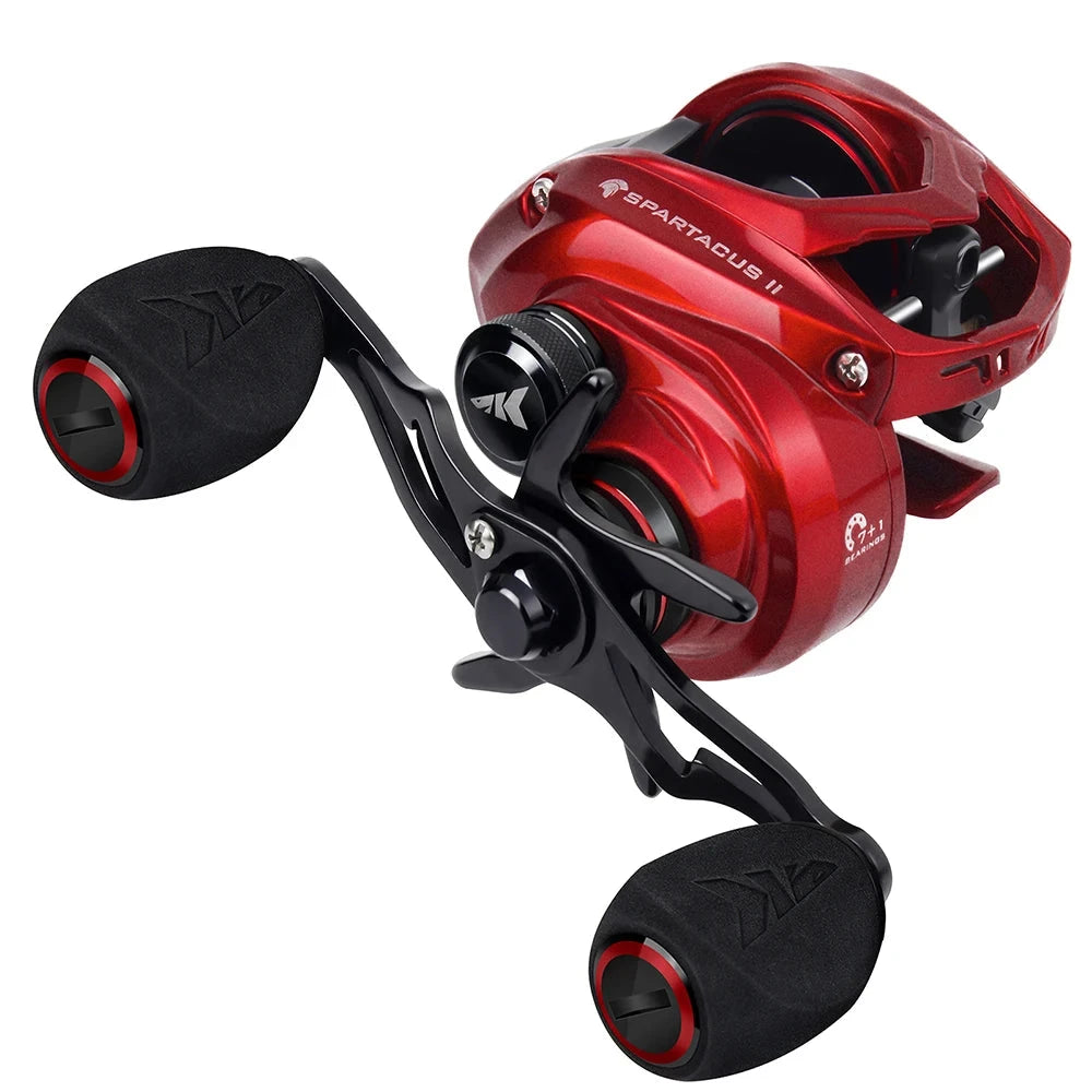 Spartacus II Ultra Smooth Baitcasting Reel 8KG Max Drag 7+1 Ball Bearings 7.2:1 High Speed Gear Ratio Fishing Coil