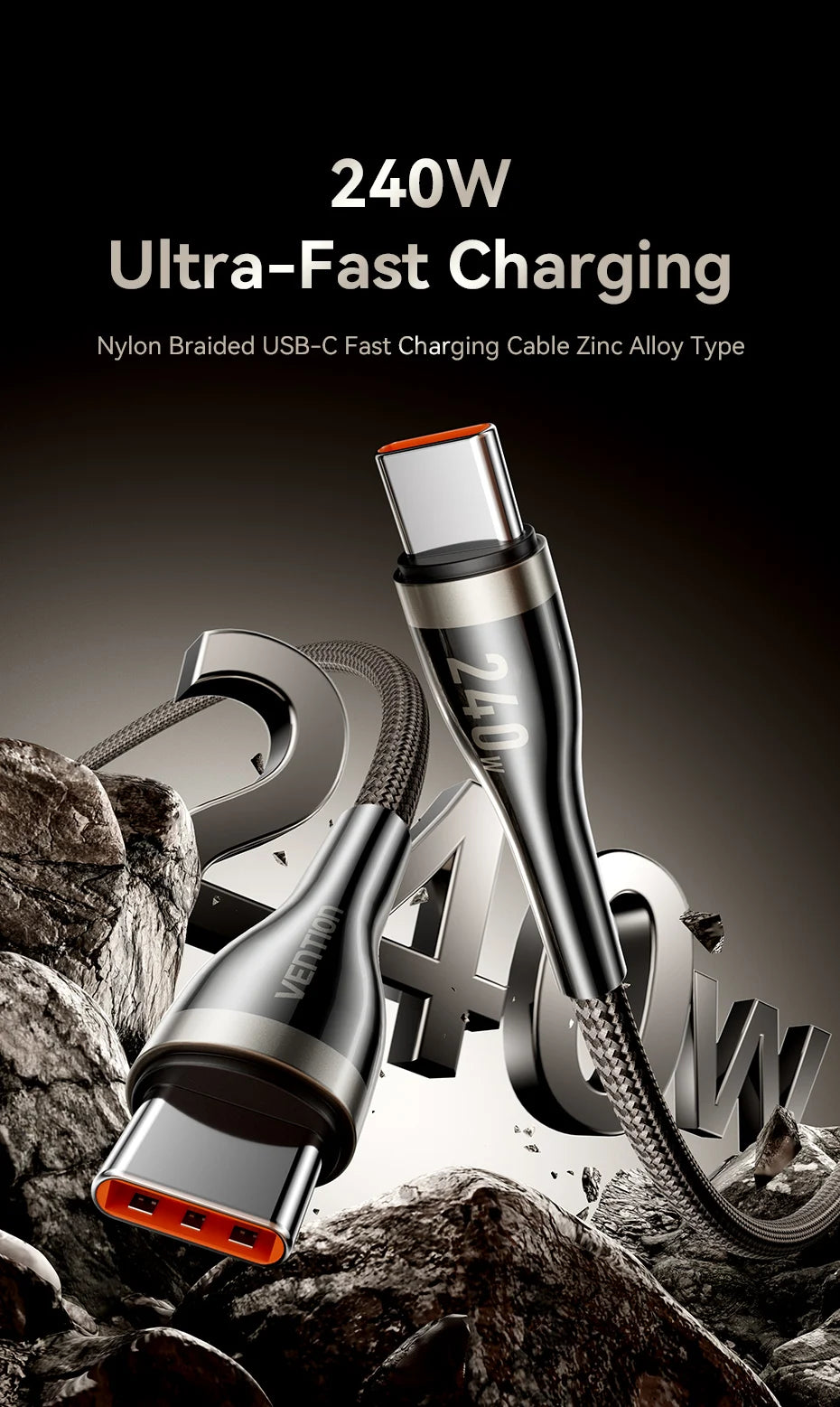 240W USB C to USB C Cable PD3.1 Fast Charge for iPhone 15 16 Pro Macbook Samsung Laptop 5A Supercharge USB Type C Cables