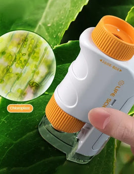 Kid Science Experiment Pocket Microscope Toy Kit 80-160x Educational Mini Handheld Microscope with Light Children STEM Toys Gift
