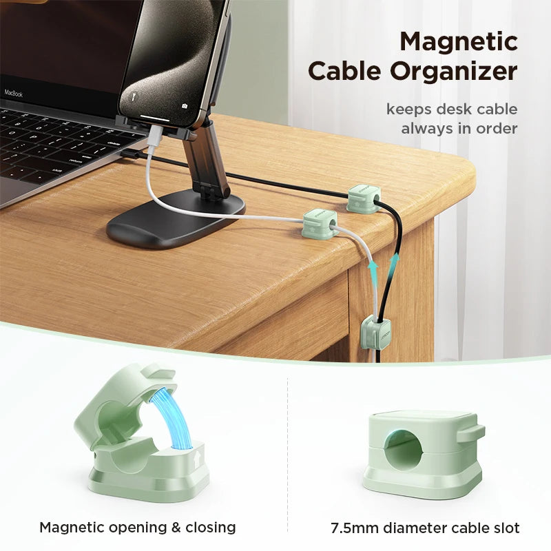 Magnetic Cable Clips Cable Smooth Adjustable Cord Holder Under Desk Cable Management Wire Keeper Cable Organizer Holder