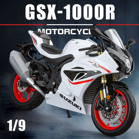 Diecast Suzuki GSX 1000R Racing Motorcycle Model 1 to 9 Scale