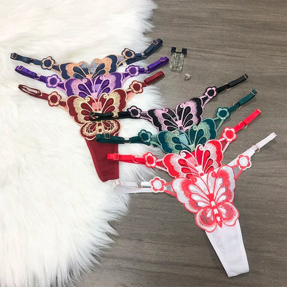 Customized Letters Butterfly Women G String Underwear Thongs Ladies Lace Briefs Transparent