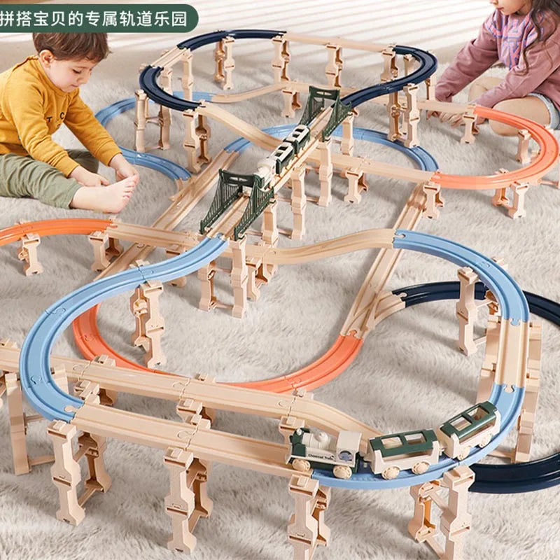 Electric Christmas Track Toy Set DIY Toys Puzzle Assembled Railway Track Building Block Track Toy for  Christma Gift