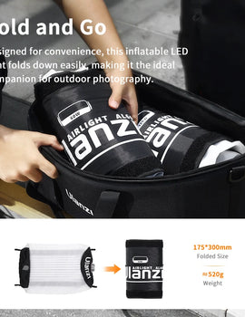 Inflatable Foldable Air Tube Light LED Light Fill Light 2700-6500K 2070Lux/0.5m with Remote control for Photography