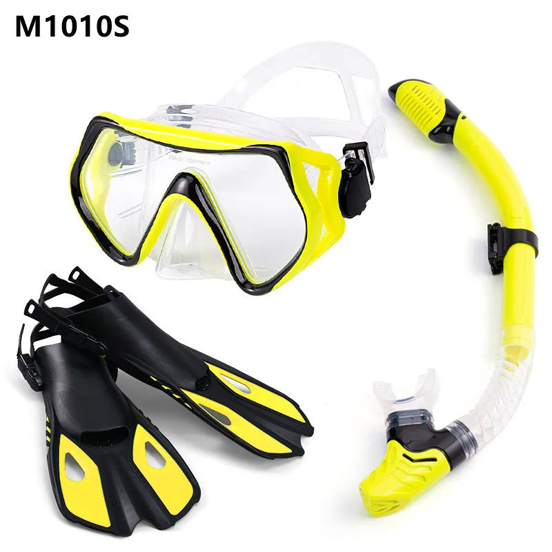 Snorkeling Equipment Panoramic Wide-angle Snorkeling Mask Professional Diving Mask and Snorkel Fin Fins Snorkeling Flipper