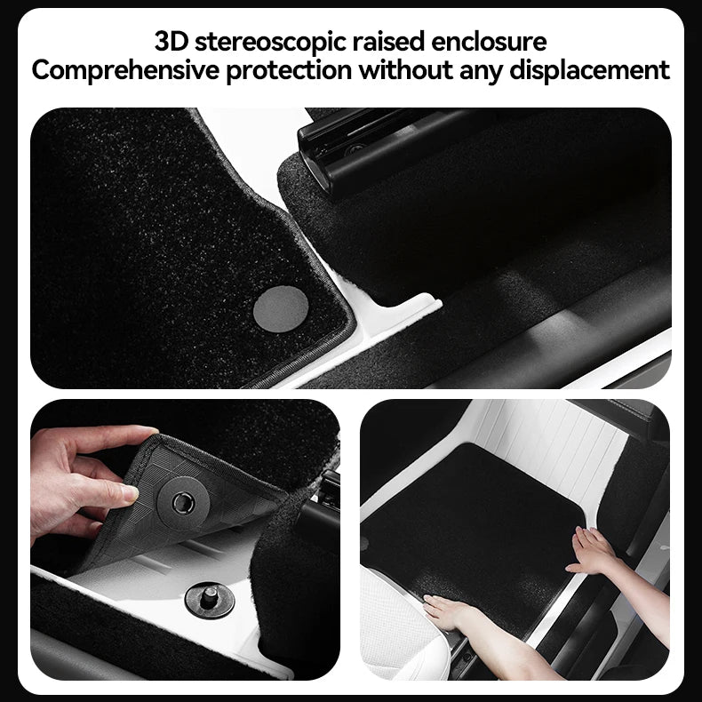 TPE Floor Mats Set with Metal Pedals for Tesla Model Y Juniper Integrated Trunk Liner All Weather Protection