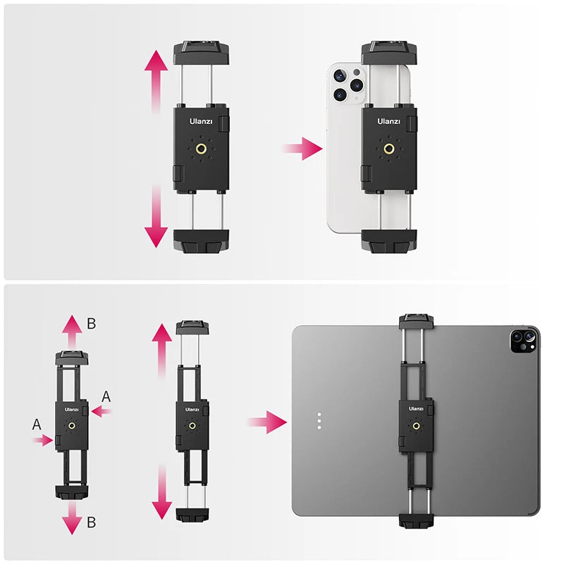 Tripod Mount Universal for Tablet and Phone Holder With Cold Shoe Support Horizontal and Vertical Shooting