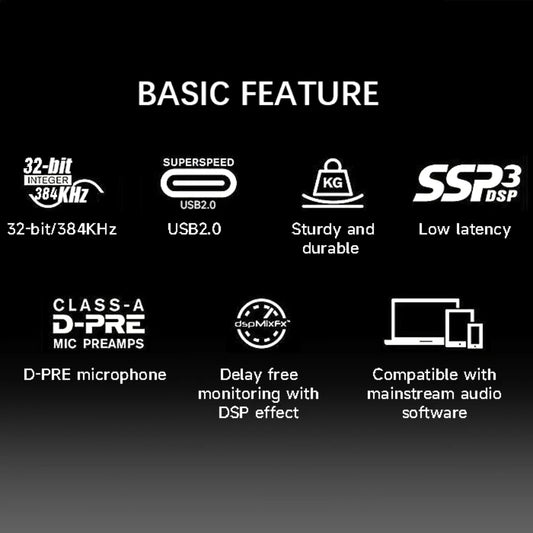 2 Channel USB Audio Interface Mixer For Guitar Recording And Studio Streaming