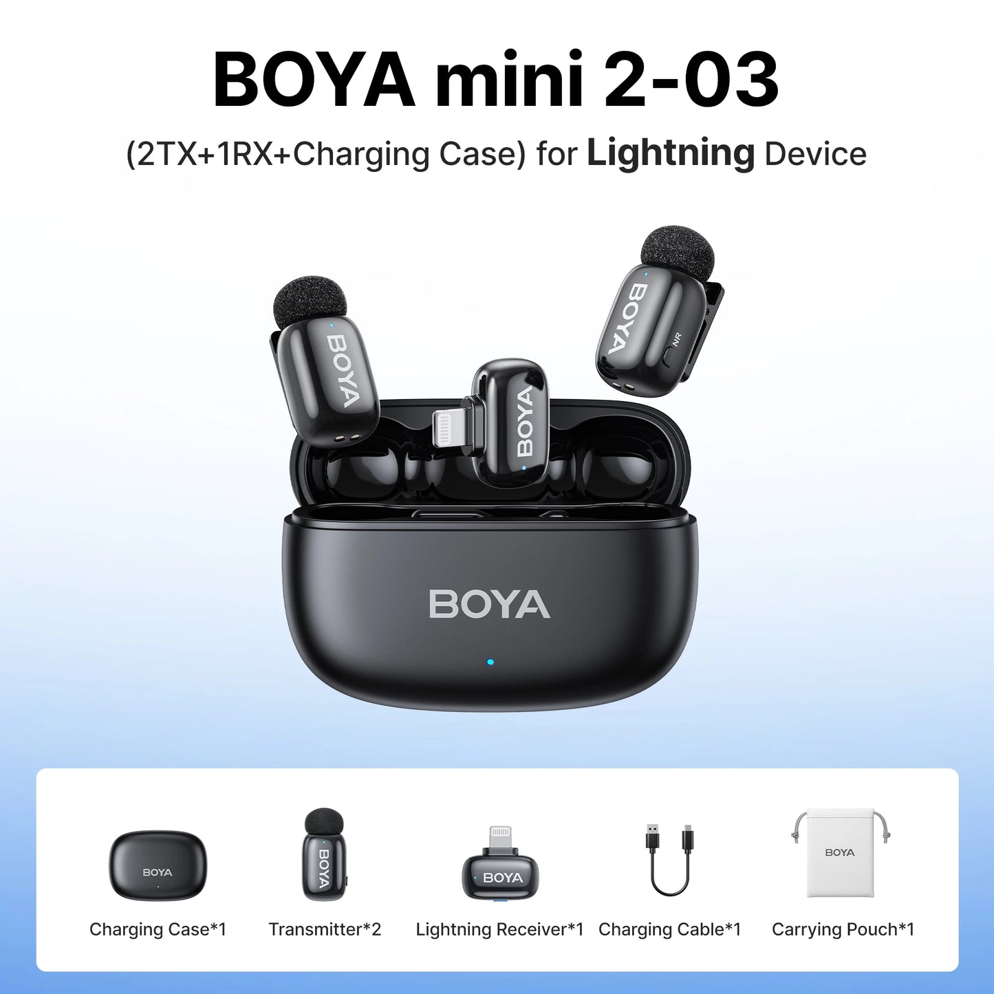 Mini 2 Wireless Lavalier Lapel Mini Microphone Noise Reduction for iPhone 6-17 USB-C Android SmartPhone PC Live Streaming