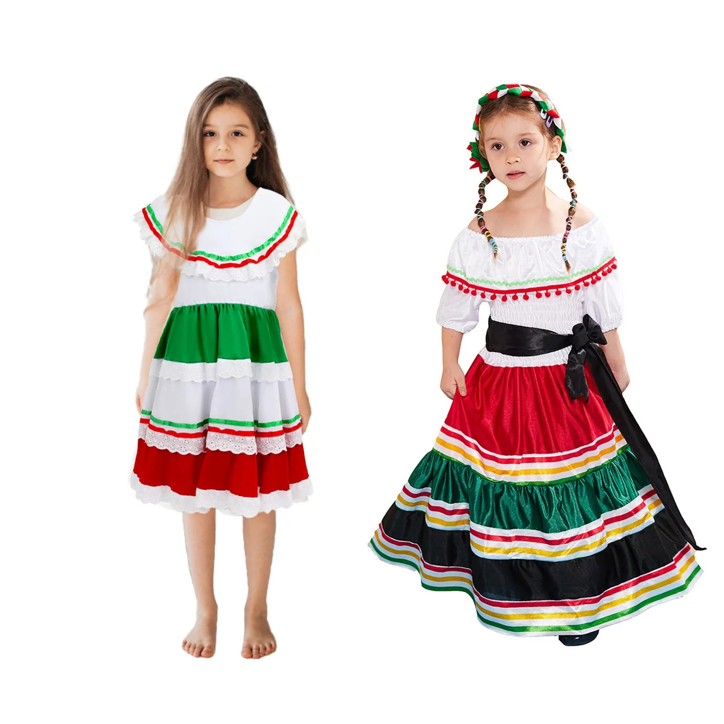 Carnival Campus Event Day of The Dead Costume Dress Mexican Ethnic Little Girl Dress