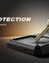 Bulit-in Ring Holder Case for Samsung Galaxy S24 with Tempered Glass Screen Protector Sliding Camera Cover Rugged Phone Case