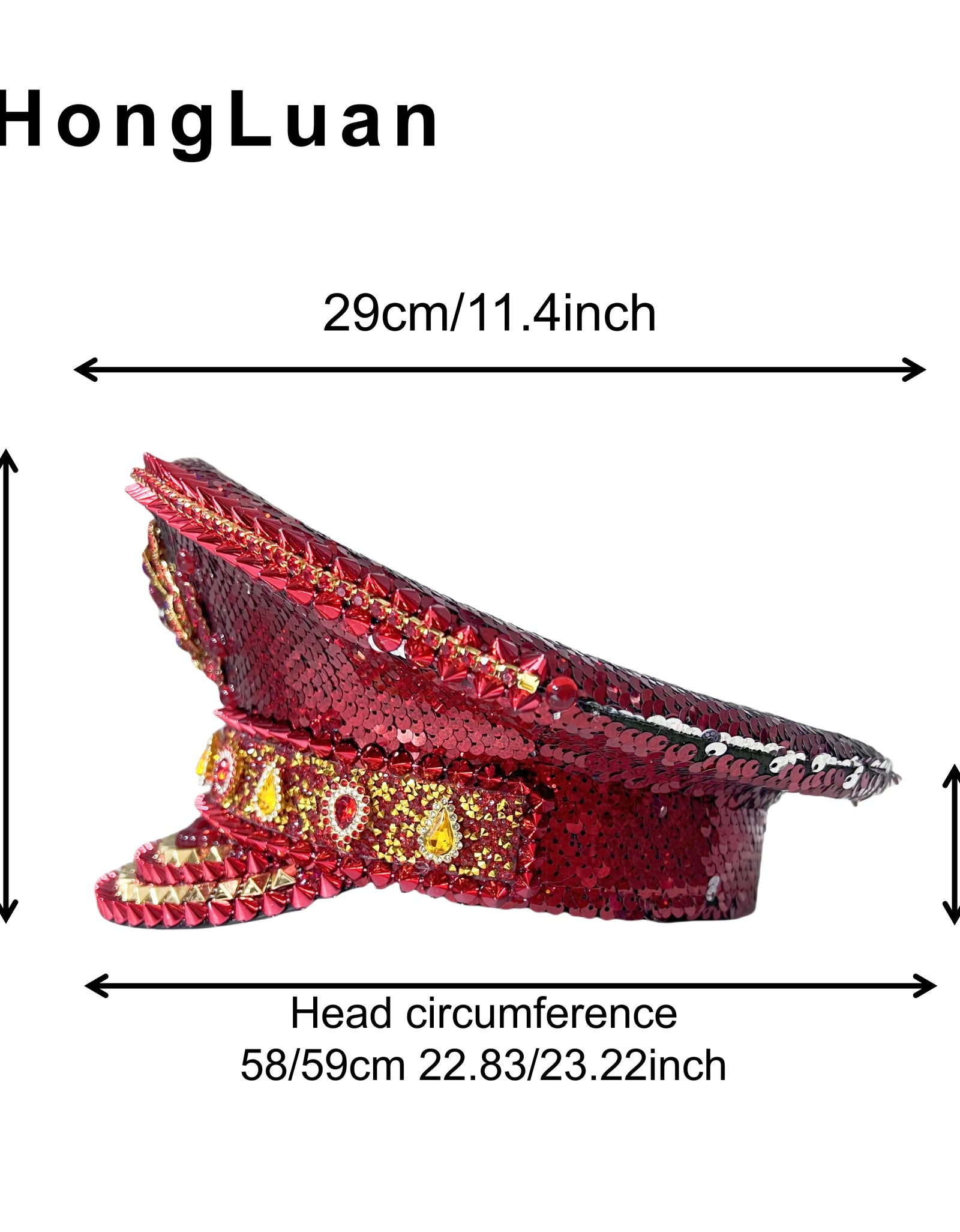 Red Rose Bling Captain Hat Rhinestone for Woman Steampunk Military Cap for Men Burning Man Music Festivals Accessories