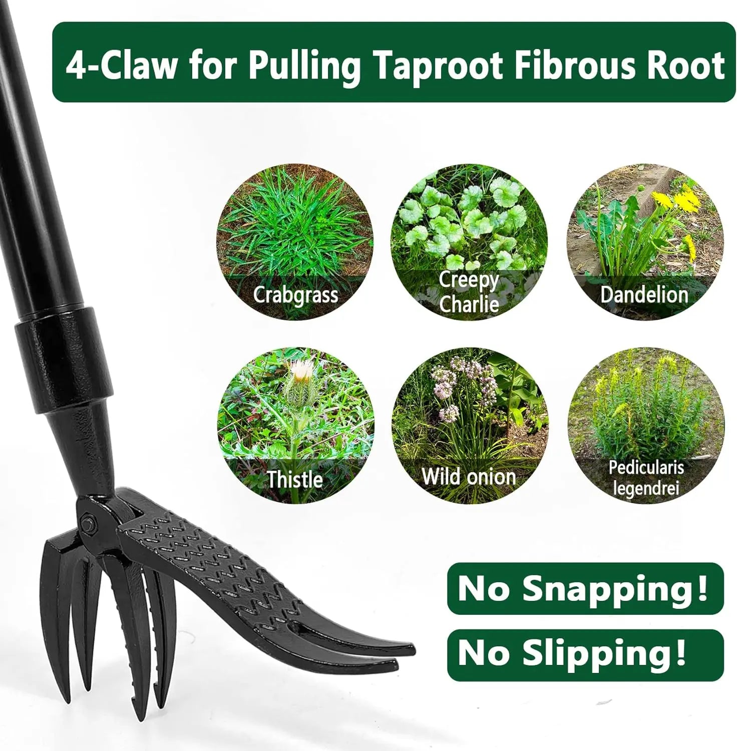 Portable Handheld Weeder Manual Weeding Tool for Root Removal Stand-Alone Design (No Pole)